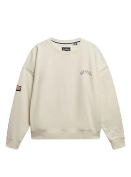 Moletom Superdry Athletic Relaxed Printed bege para mulher.