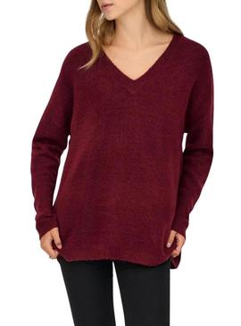 Camisola de malha Only Talio granate para mulher.