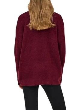 Camisola de malha Only Talio granate para mulher.