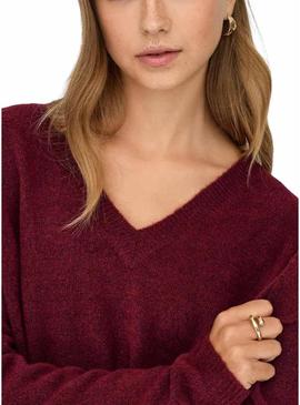 Camisola de malha Only Talio granate para mulher.