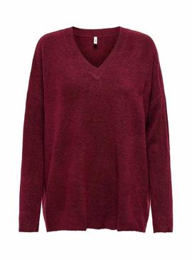 Camisola de malha Only Talio granate para mulher.