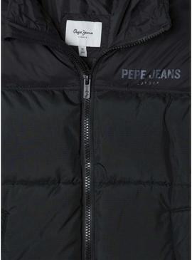 Casaco acolchoado Pepe Jeans Cash preto para criança.