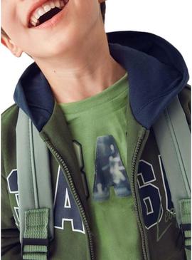 Moletom Mayoral de três peças verde e azul marinho para menino.