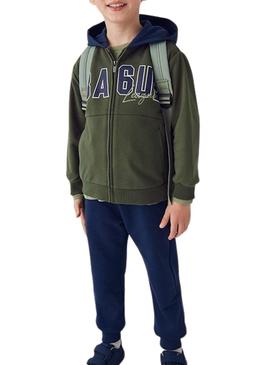 Moletom Mayoral de três peças verde e azul marinho para menino.