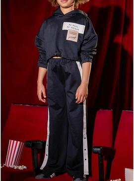 Conjunto de moletom Mayoral com listras pretas para menina.