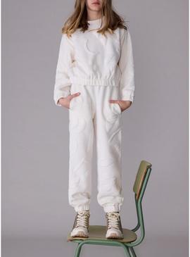 Conjunto de moletom acolchoado bege da Mayoral para menina.