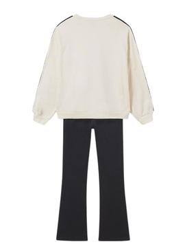 Fato de treino Mayoral flare preto e branco para menina