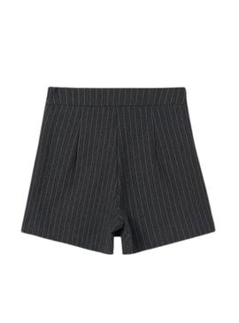 Short de cintura alta cinza com listras diplomáticas para menina.