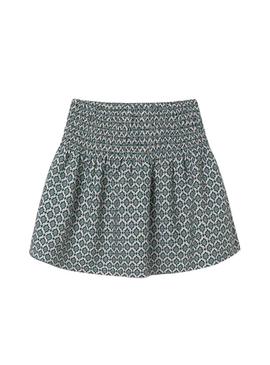 Saia mini estampada azul Mayoral para menina.