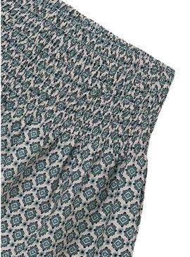 Saia mini estampada azul Mayoral para menina.