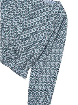 Blusa Mayoral estampado geométrico azul para menina
