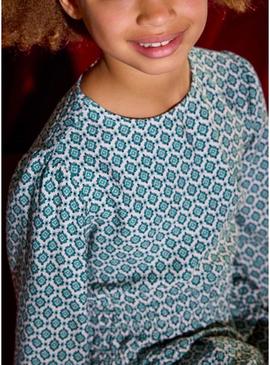 Blusa Mayoral estampado geométrico azul para menina