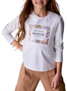 Camiseta Mayoral Whatever branca para menina
