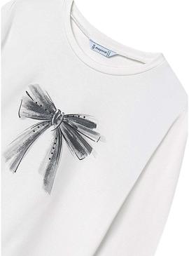 Camiseta Mayoral laço branco para menina