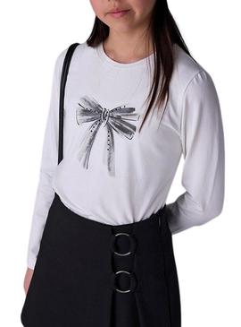 Camiseta Mayoral laço branco para menina
