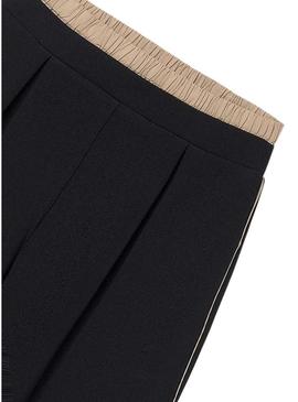 Calça Mayoral preta wide leg para menina.
