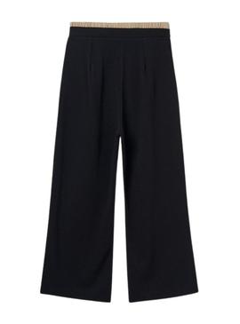 Calça Mayoral preta wide leg para menina.