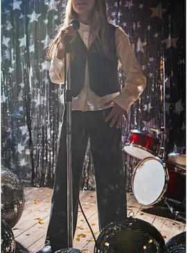 Calça Mayoral listrada diplomática preta para menina.