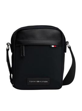 Bolsa Tommy Hilfiger Mini Reporter preta para homem.
