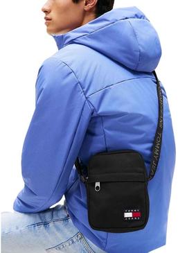Bolsa Tommy Jeans Reporter preta para homem
