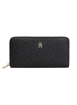 Carteira Tommy Hilfiger Monograma preta para mulher