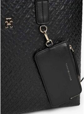 Bolsa Tommy Hilfiger Icon Satchel preta para mulher