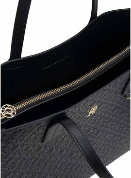 Bolsa Tommy Hilfiger Icon Satchel preta para mulher