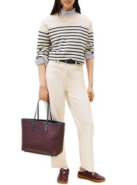 Bolsa tote Tommy Hilfiger Monoplay azul e vermelha para mulher