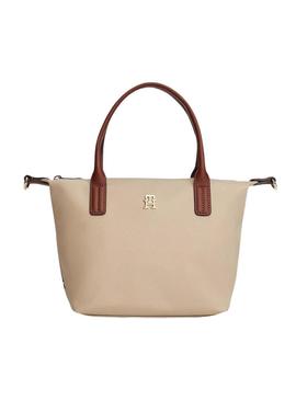 Bolsa Tommy Hilfiger mini tote bege de nylon para mulher