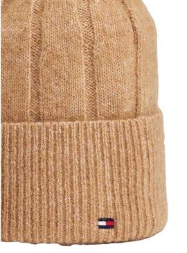 Gorro de lã Tommy Hilfiger Fluffy bege para mulher.
