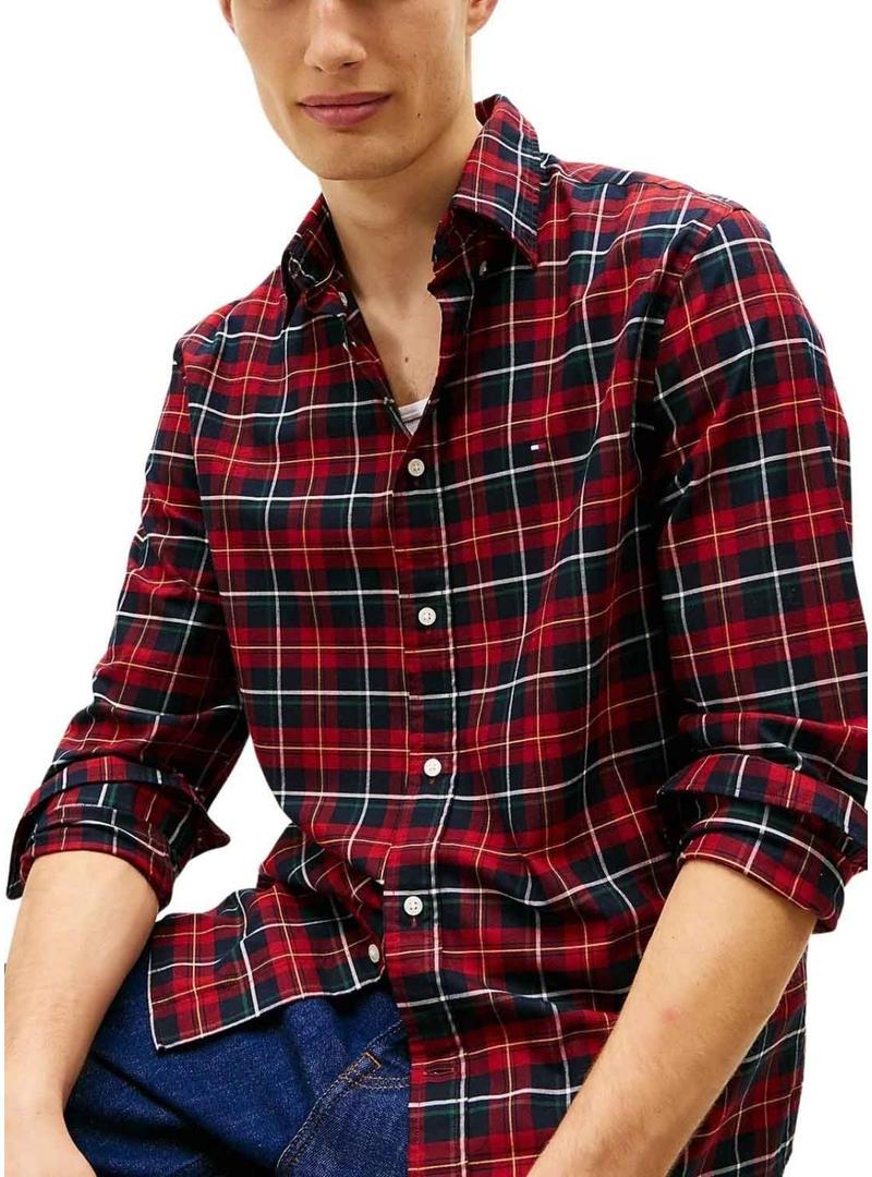 Camisa Tommy Hilfiger Tartan vermelha para homem