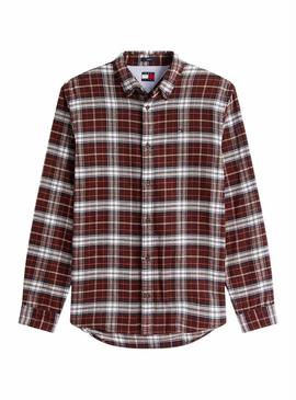 Camisa Tommy Jeans Flannel marrom para homem.