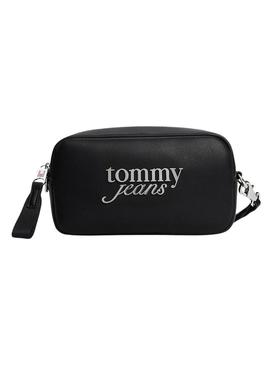 Bolsa Tommy Jeans Camera Serif preta para mulher