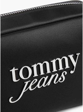Bolsa Tommy Jeans Camera Serif preta para mulher