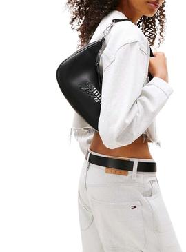 Bolsa Tommy Jeans Bold Script preta para mulher
