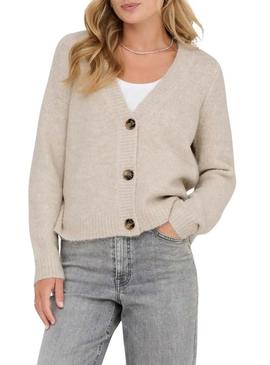 Cárdigan de malha ONLY Zoey bege para mulher