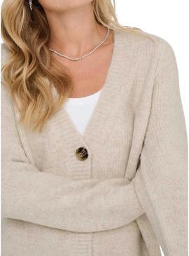 Cárdigan de malha ONLY Zoey bege para mulher