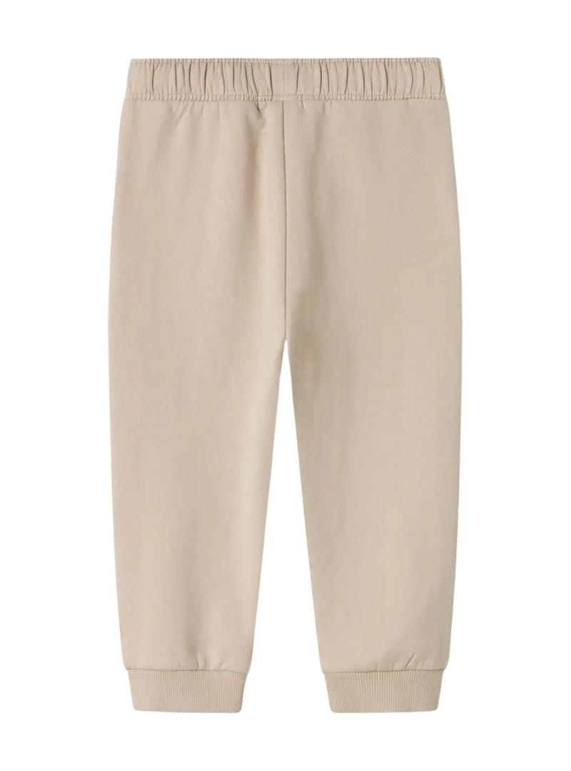 Calça jogger Name It Mobie bege para criança.