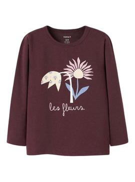 Camisola Name It Foslina bordô para menina.