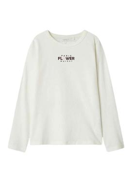 Camiseta Name It Foslina branca para menina.