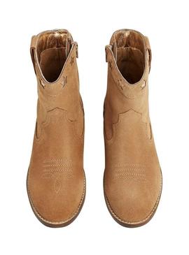Botins Pepe Jeans Western Star camelo para menina.