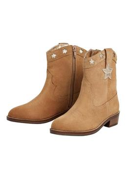 Botins Pepe Jeans Western Star camelo para menina.