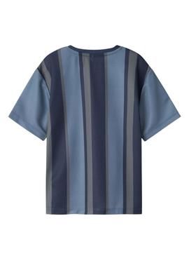 Camiseta Name It Bibile azul e cinza para menino.
