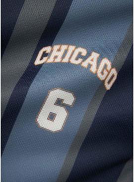 Camiseta Name It Bibile azul e cinza para menino.