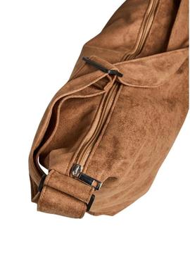 Bolsa Pieces Amanda camurça marrom para mulher.