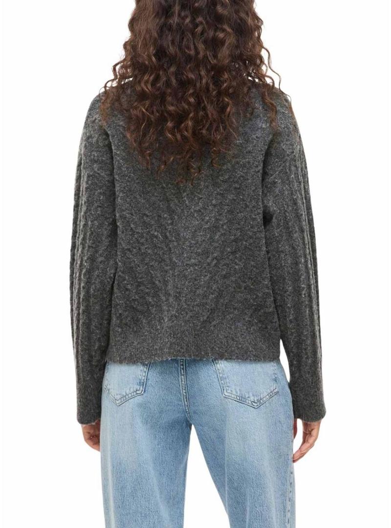 Camisola Vila Virelli cinza de malha para mulher.