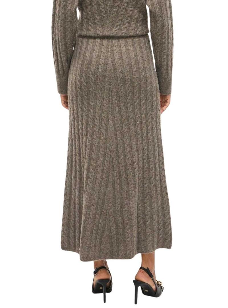 Saia maxi de malha tostada Vila Virelli para mulher.