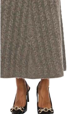 Saia maxi de malha tostada Vila Virelli para mulher.