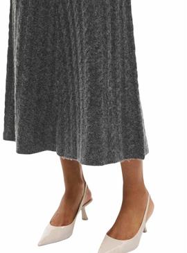 Saia Vila Virelli maxi de malha cinza para mulher.