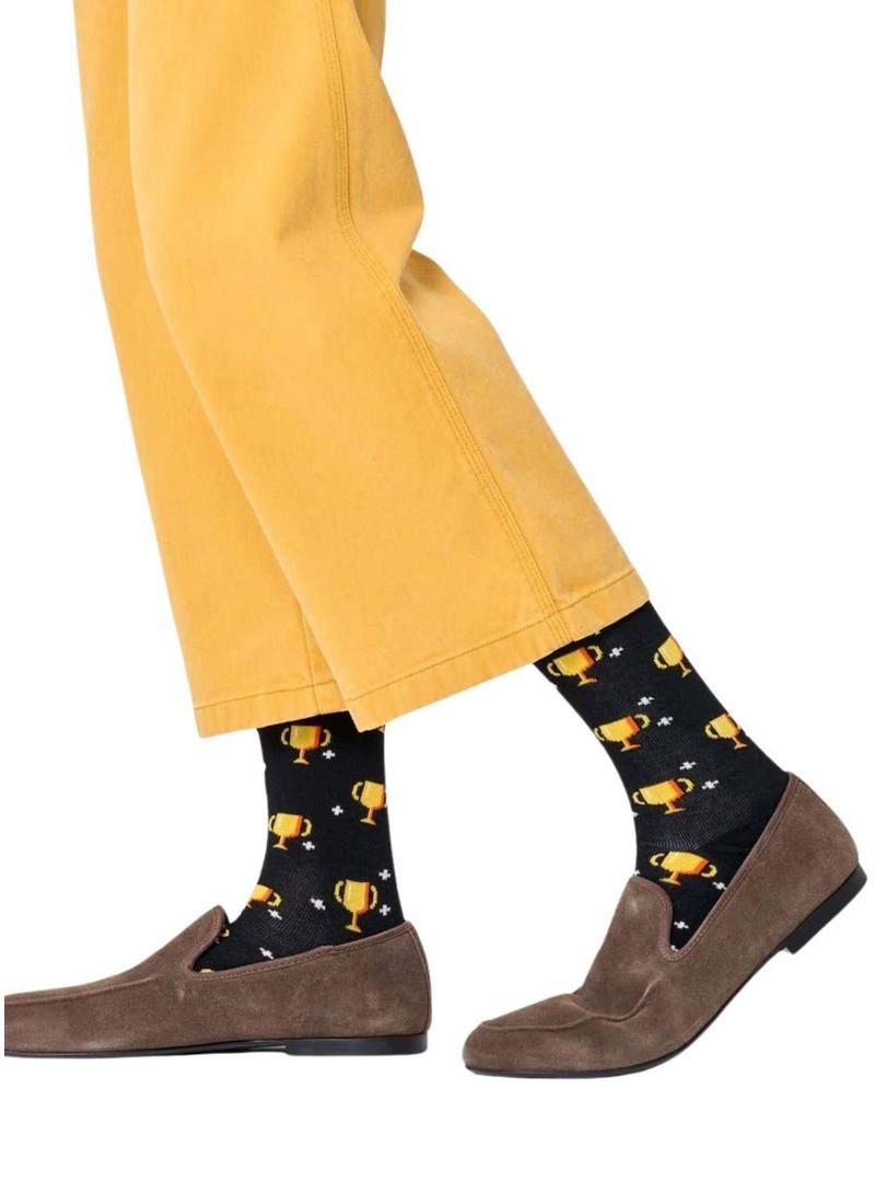 Meias Happy Socks Win preto.